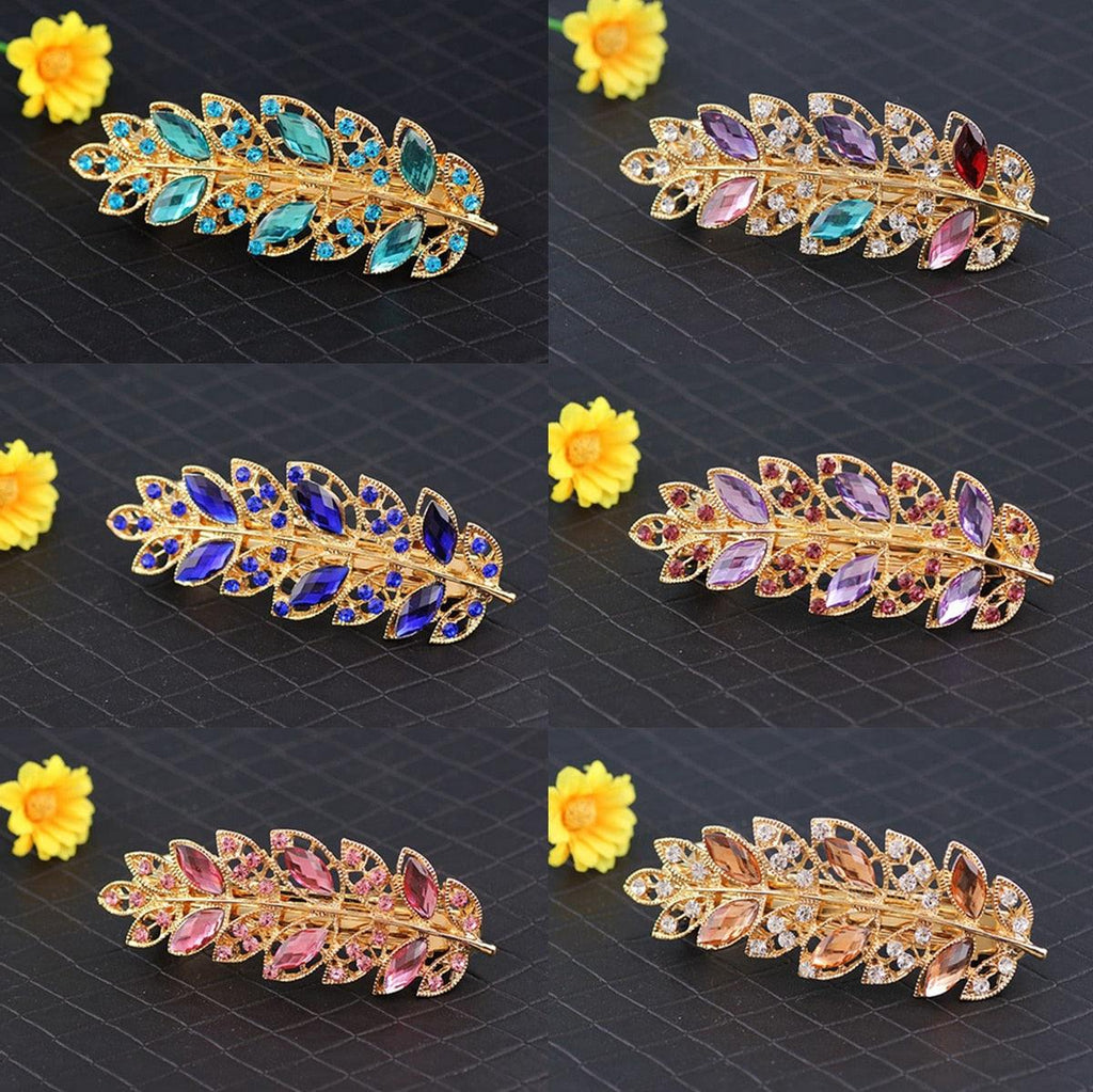 Women Fashion Rhinestone Horsetail Hairpin Spring Clip Ladies Luxury Jewelry Crystal Side Clip Gorgeous Ponytail Holder Hair Accessories For Women Stevvex
