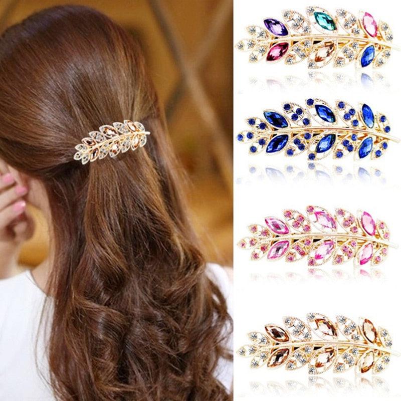 Women Fashion Rhinestone Horsetail Hairpin Spring Clip Ladies Luxury Jewelry Crystal Side Clip Gorgeous Ponytail Holder Hair Accessories For Women Stevvex