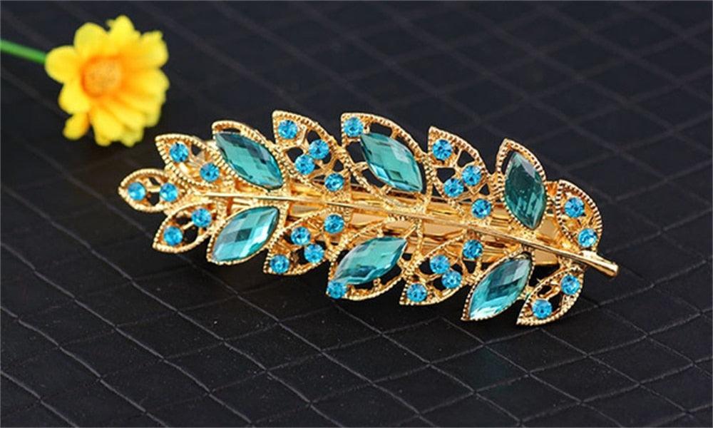Women Fashion Rhinestone Horsetail Hairpin Spring Clip Ladies Luxury Jewelry Crystal Side Clip Gorgeous Ponytail Holder Hair Accessories For Women Stevvex