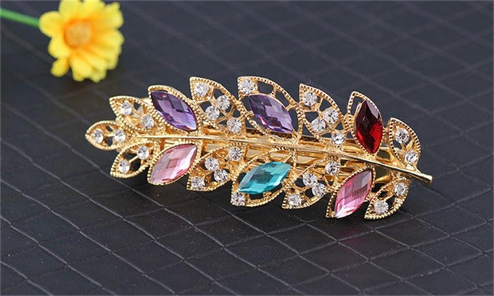 Women Fashion Rhinestone Horsetail Hairpin Spring Clip Ladies Luxury Jewelry Crystal Side Clip Gorgeous Ponytail Holder Hair Accessories For Women Stevvex