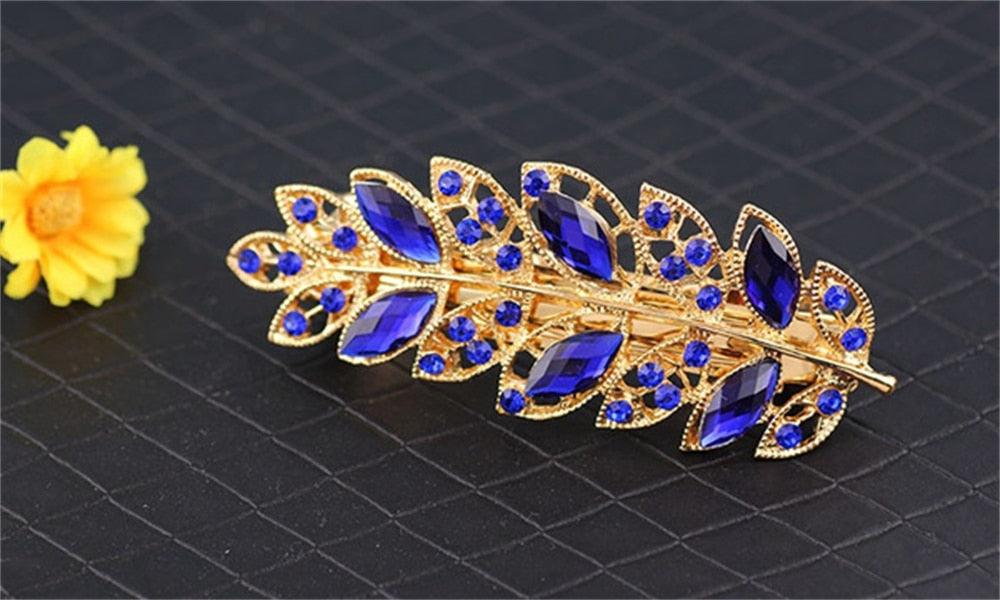Women Fashion Rhinestone Horsetail Hairpin Spring Clip Ladies Luxury Jewelry Crystal Side Clip Gorgeous Ponytail Holder Hair Accessories For Women Stevvex