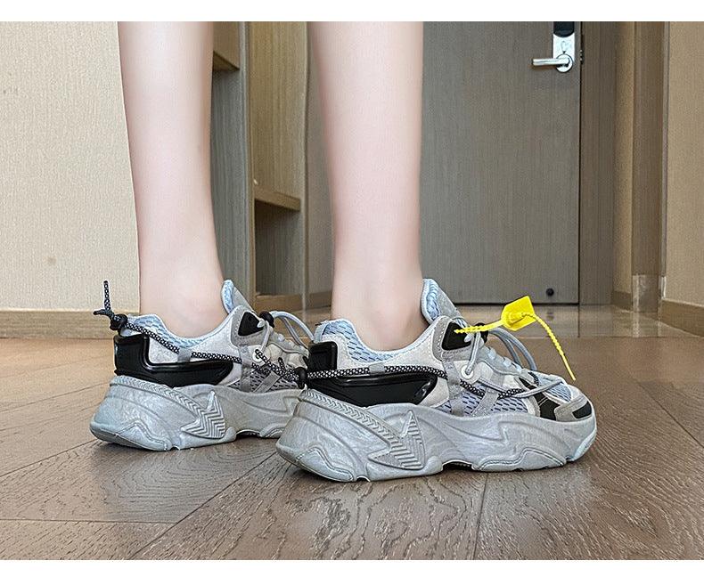 Women Fashion Sneakers Casual Leather Sports Shoes Sneakers Comfortable Walking Footwear Fashion New Lightweight Casual Thick Sneakers Stevvex