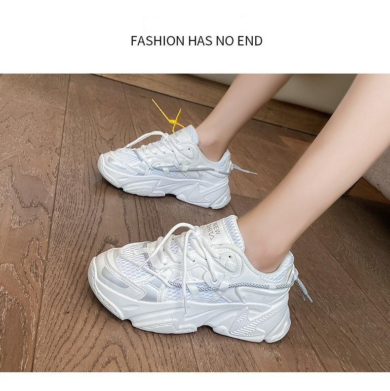 Women Fashion Sneakers Casual Leather Sports Shoes Sneakers Comfortable Walking Footwear Fashion New Lightweight Casual Thick Sneakers Stevvex