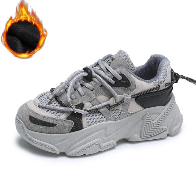 Women Fashion Sneakers Casual Leather Sports Shoes Sneakers Comfortable Walking Footwear Fashion New Lightweight Casual Thick Sneakers Stevvex