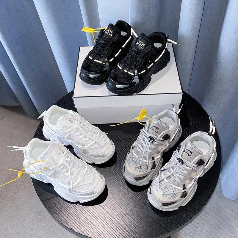 Women Fashion Sneakers Casual Leather Sports Shoes Sneakers Comfortable Walking Footwear Fashion New Lightweight Casual Thick Sneakers Stevvex
