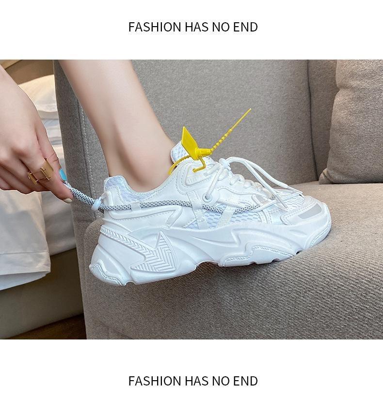 Women Fashion Sneakers Casual Leather Sports Shoes Sneakers Comfortable Walking Footwear Fashion New Lightweight Casual Thick Sneakers Stevvex