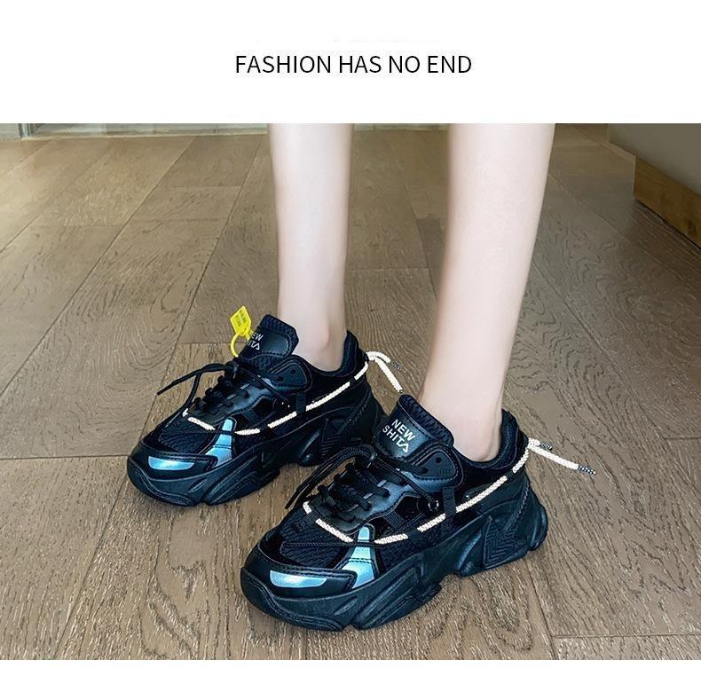 Women Fashion Sneakers Casual Leather Sports Shoes Sneakers Comfortable Walking Footwear Fashion New Lightweight Casual Thick Sneakers Stevvex