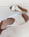 Women Flat Flip Flops New Open Toe Summer Beach Shoes Casual Slides Cross Design Sandals Knotted Flat Footbed Sandals For Ladies Open Toe Casual Summer Slide Sandals Stevvex