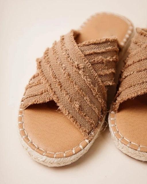 Women Flat Flip Flops New Open Toe Summer Beach Shoes Casual Slides Cross Design Sandals Knotted Flat Footbed Sandals For Ladies Open Toe Casual Summer Slide Sandals Stevvex