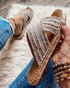 Women Flat Flip Flops New Open Toe Summer Beach Shoes Casual Slides Cross Design Sandals Knotted Flat Footbed Sandals For Ladies Open Toe Casual Summer Slide Sandals Stevvex