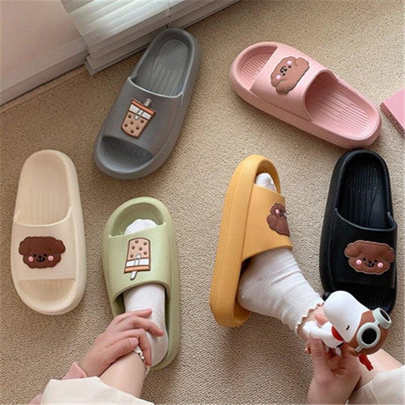 Women Flip Flops Indoor Soft Non Slip Slippers Summer Fashion New Flat Beach Casual Cats Dogs Shoes Open Toe Soft Slippers Soft Shower Bath Pool Gym House Slipper Stevvex