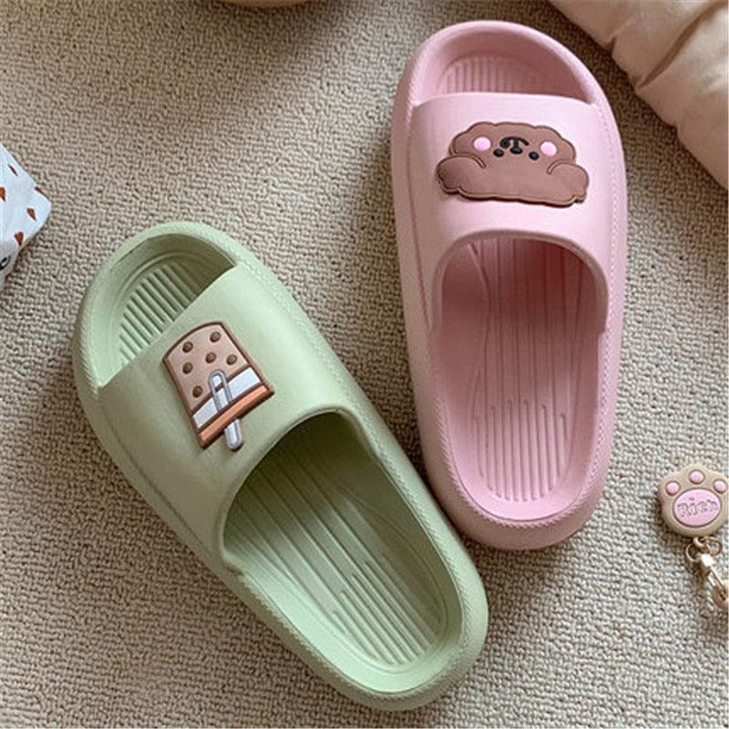 Women Flip Flops Indoor Soft Non Slip Slippers Summer Fashion New Flat Beach Casual Cats Dogs Shoes Open Toe Soft Slippers Soft Shower Bath Pool Gym House Slipper Stevvex