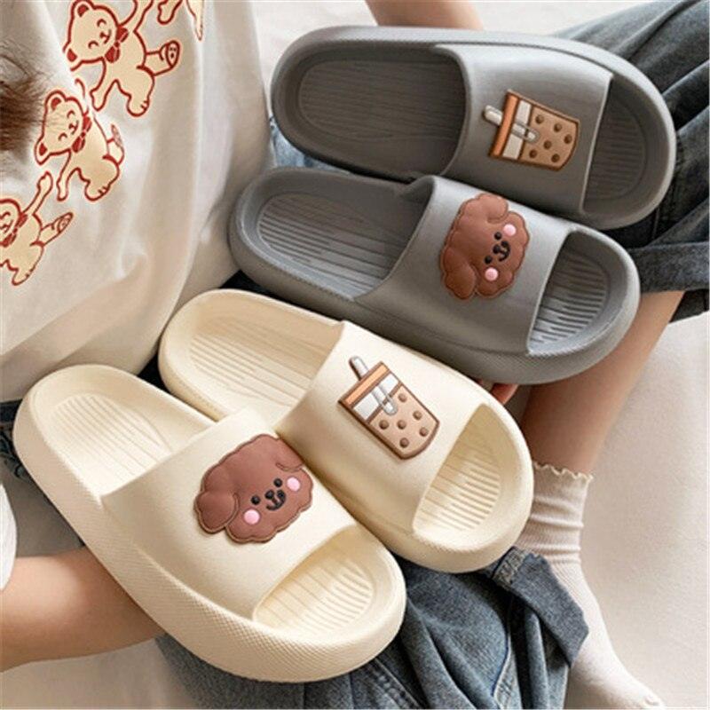 Women Flip Flops Indoor Soft Non Slip Slippers Summer Fashion New Flat Beach Casual Cats Dogs Shoes Open Toe Soft Slippers Soft Shower Bath Pool Gym House Slipper Stevvex