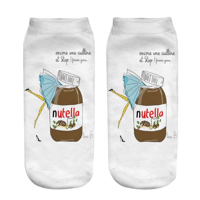 Women Funny Cute 3D Print Foods White Nutella Character Socks Unisex Happy Breathable Cotton Cartoon Donuts Biscuit Dessert Gift Socks For Men And Women Stevvex