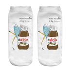 Women Funny Cute 3D Print Foods White Nutella Character Socks Unisex Happy Breathable Cotton Cartoon Donuts Biscuit Dessert Gift Socks For Men And Women Stevvex