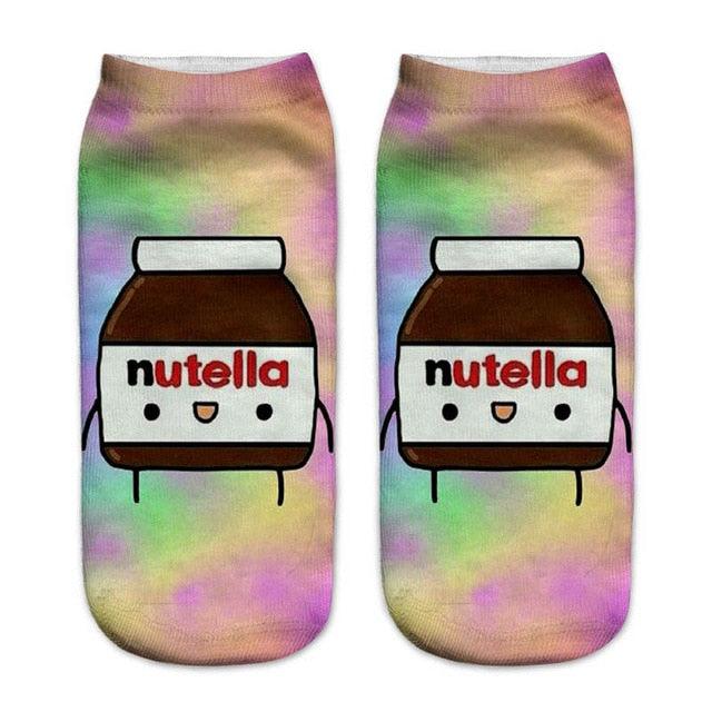 Women Funny Cute 3D Print Foods White Nutella Character Socks Unisex Happy Breathable Cotton Cartoon Donuts Biscuit Dessert Gift Socks For Men And Women Stevvex