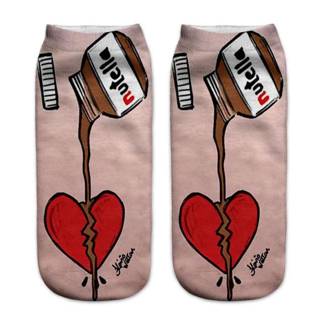 Women Funny Cute 3D Print Foods White Nutella Character Socks Unisex Happy Breathable Cotton Cartoon Donuts Biscuit Dessert Gift Socks For Men And Women Stevvex