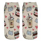 Women Funny Cute 3D Print Foods White Nutella Character Socks Unisex Happy Breathable Cotton Cartoon Donuts Biscuit Dessert Gift Socks For Men And Women Stevvex
