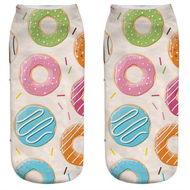Women Funny Cute 3D Print Foods White Nutella Character Socks Unisex Happy Breathable Cotton Cartoon Donuts Biscuit Dessert Gift Socks For Men And Women Stevvex