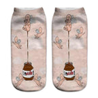Women Funny Cute 3D Print Foods White Nutella Character Socks Unisex Happy Breathable Cotton Cartoon Donuts Biscuit Dessert Gift Socks For Men And Women Stevvex