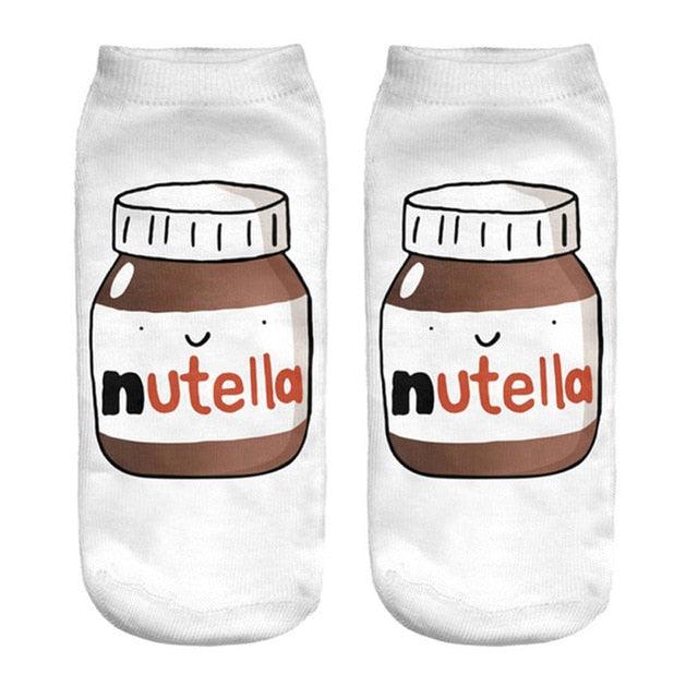 Women Funny Cute 3D Print Foods White Nutella Character Socks Unisex Happy Breathable Cotton Cartoon Donuts Biscuit Dessert Gift Socks For Men And Women Stevvex