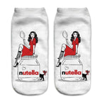 Women Funny Cute 3D Print Foods White Nutella Character Socks Unisex Happy Breathable Cotton Cartoon Donuts Biscuit Dessert Gift Socks For Men And Women Stevvex