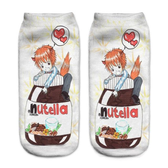 Women Funny Cute 3D Print Foods White Nutella Character Socks Unisex Happy Breathable Cotton Cartoon Donuts Biscuit Dessert Gift Socks For Men And Women Stevvex