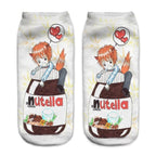 Women Funny Cute 3D Print Foods White Nutella Character Socks Unisex Happy Breathable Cotton Cartoon Donuts Biscuit Dessert Gift Socks For Men And Women Stevvex