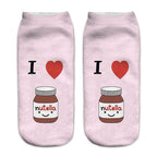 Women Funny Cute 3D Print Foods White Nutella Character Socks Unisex Happy Breathable Cotton Cartoon Donuts Biscuit Dessert Gift Socks For Men And Women Stevvex