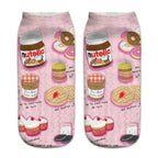 Women Funny Cute 3D Print Foods White Nutella Character Socks Unisex Happy Breathable Cotton Cartoon Donuts Biscuit Dessert Gift Socks For Men And Women Stevvex