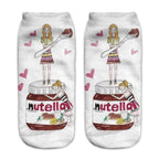 Women Funny Cute 3D Print Foods White Nutella Character Socks Unisex Happy Breathable Cotton Cartoon Donuts Biscuit Dessert Gift Socks For Men And Women Stevvex