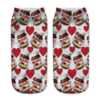 Women Funny Cute 3D Print Foods White Nutella Character Socks Unisex Happy Breathable Cotton Cartoon Donuts Biscuit Dessert Gift Socks For Men And Women Stevvex