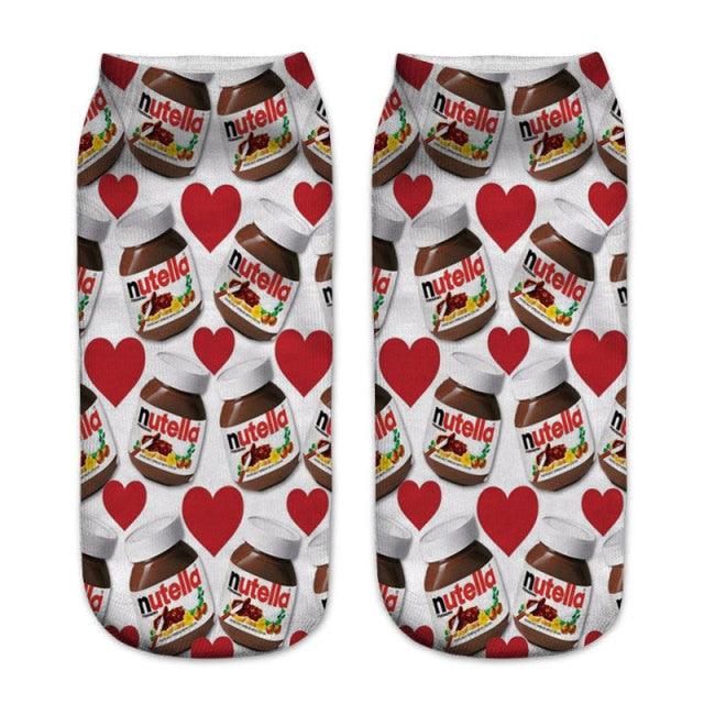 Women Funny Cute 3D Print Foods White Nutella Character Socks Unisex Happy Breathable Cotton Cartoon Donuts Biscuit Dessert Gift Socks For Men And Women Stevvex
