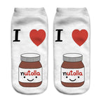 Women Funny Cute 3D Print Foods White Nutella Character Socks Unisex Happy Breathable Cotton Cartoon Donuts Biscuit Dessert Gift Socks For Men And Women Stevvex