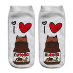 Women Funny Cute 3D Print Foods White Nutella Character Socks Unisex Happy Breathable Cotton Cartoon Donuts Biscuit Dessert Gift Socks For Men And Women Stevvex