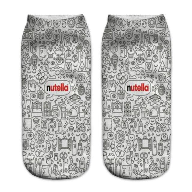 Women Funny Cute 3D Print Foods White Nutella Character Socks Unisex Happy Breathable Cotton Cartoon Donuts Biscuit Dessert Gift Socks For Men And Women Stevvex