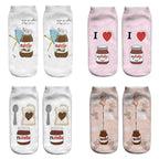 Women Funny Cute 3D Print Foods White Nutella Character Socks Unisex Happy Breathable Cotton Cartoon Donuts Biscuit Dessert Gift Socks For Men And Women Stevvex