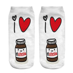 Women Funny Cute 3D Print Foods White Nutella Character Socks Unisex Happy Breathable Cotton Cartoon Donuts Biscuit Dessert Gift Socks For Men And Women Stevvex