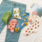 Women Funny Socks Spring Autumn Cartoon Socks Avocado Lemon Watermelon Peach Strawberry Banana Casual Socks Combed Out Of Cotton Soft Socks For Men And Women Stevvex