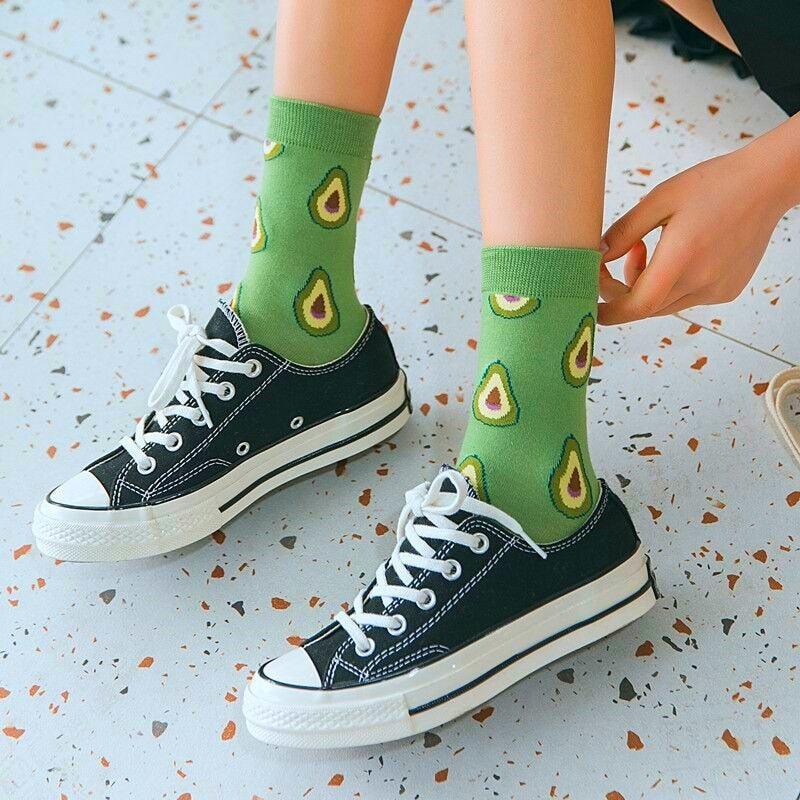 Women Funny Socks Spring Autumn Cartoon Socks Avocado Lemon Watermelon Peach Strawberry Banana Casual Socks Combed Out Of Cotton Soft Socks For Men And Women Stevvex