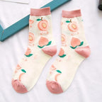 Women Funny Socks Spring Autumn Cartoon Socks Avocado Lemon Watermelon Peach Strawberry Banana Casual Socks Combed Out Of Cotton Soft Socks For Men And Women Stevvex