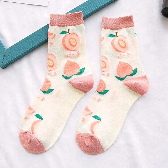 Women Funny Socks Spring Autumn Cartoon Socks Avocado Lemon Watermelon Peach Strawberry Banana Casual Socks Combed Out Of Cotton Soft Socks For Men And Women Stevvex