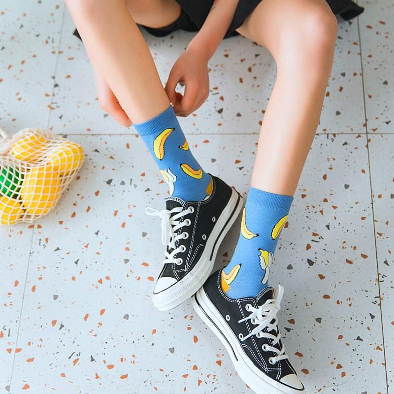 Women Funny Socks Spring Autumn Cartoon Socks Avocado Lemon Watermelon Peach Strawberry Banana Casual Socks Combed Out Of Cotton Soft Socks For Men And Women Stevvex