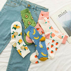 Women Funny Socks Spring Autumn Cartoon Socks Avocado Lemon Watermelon Peach Strawberry Banana Casual Socks Combed Out Of Cotton Soft Socks For Men And Women Stevvex
