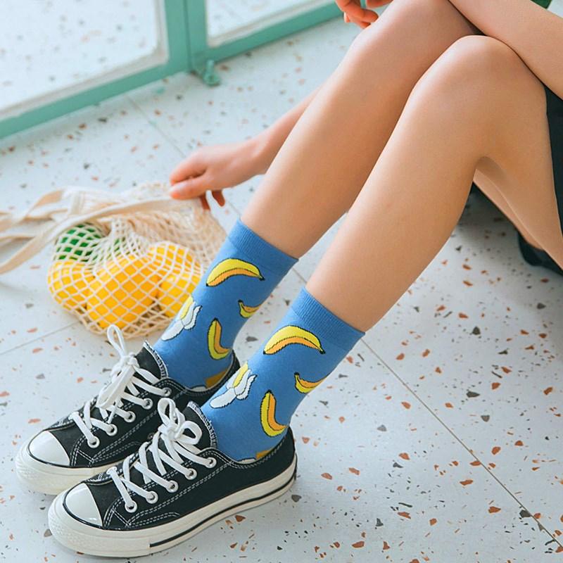 Women Funny Socks Spring Autumn Cartoon Socks Avocado Lemon Watermelon Peach Strawberry Banana Casual Socks Combed Out Of Cotton Soft Socks For Men And Women Stevvex