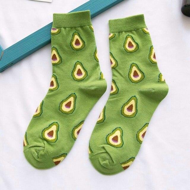 Women Funny Socks Spring Autumn Cartoon Socks Avocado Lemon Watermelon Peach Strawberry Banana Casual Socks Combed Out Of Cotton Soft Socks For Men And Women Stevvex