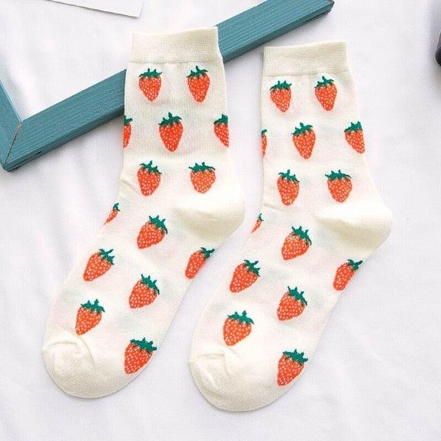 Women Funny Socks Spring Autumn Cartoon Socks Avocado Lemon Watermelon Peach Strawberry Banana Casual Socks Combed Out Of Cotton Soft Socks For Men And Women Stevvex