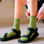 Women Funny Socks Spring Autumn Cartoon Socks Avocado Lemon Watermelon Peach Strawberry Banana Casual Socks Combed Out Of Cotton Soft Socks For Men And Women Stevvex