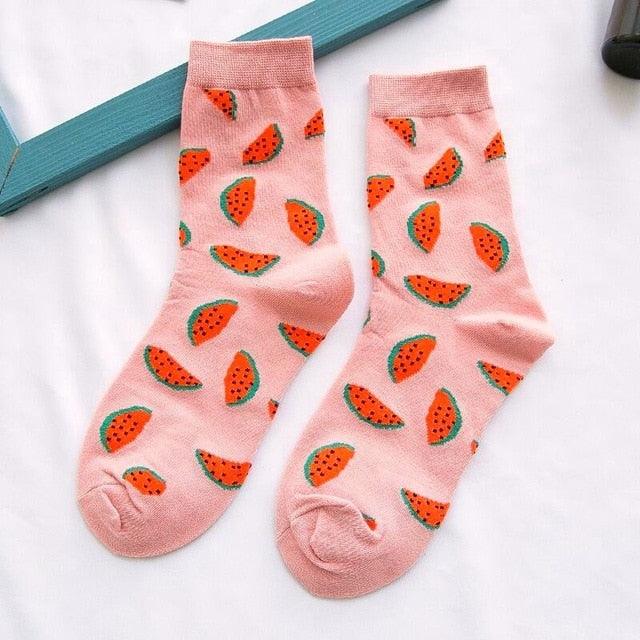 Women Funny Socks Spring Autumn Cartoon Socks Avocado Lemon Watermelon Peach Strawberry Banana Casual Socks Combed Out Of Cotton Soft Socks For Men And Women Stevvex