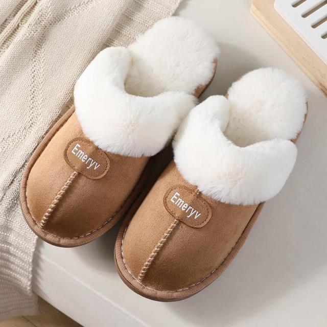 Women Fur Slippers Winter Warm Shoes Suede Plush House Indoor Outdoor Men Couples Cotton Cozy Comfy Faux Fur Slip-On Women House Shoes Memory Foam Suede Fluffy Comfort Plush Anti-Slip Slippers Stevvex
